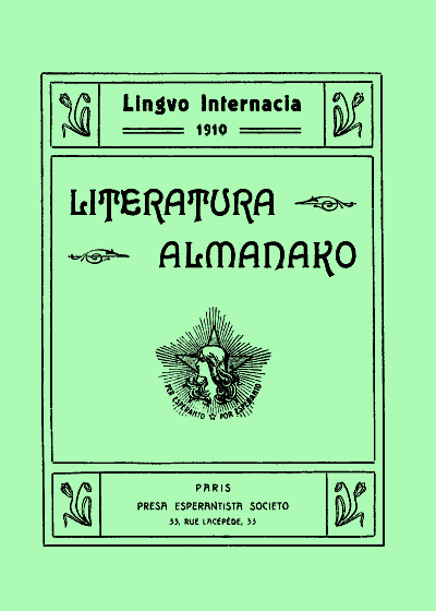 Kovra paĝo de 
Literatura Almanako 1910