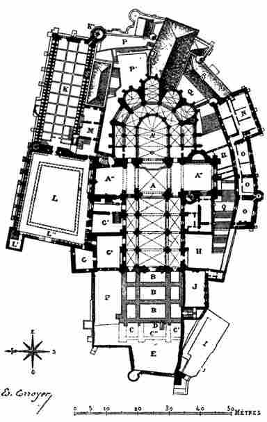 Plan au niveau de l’église et du cloître